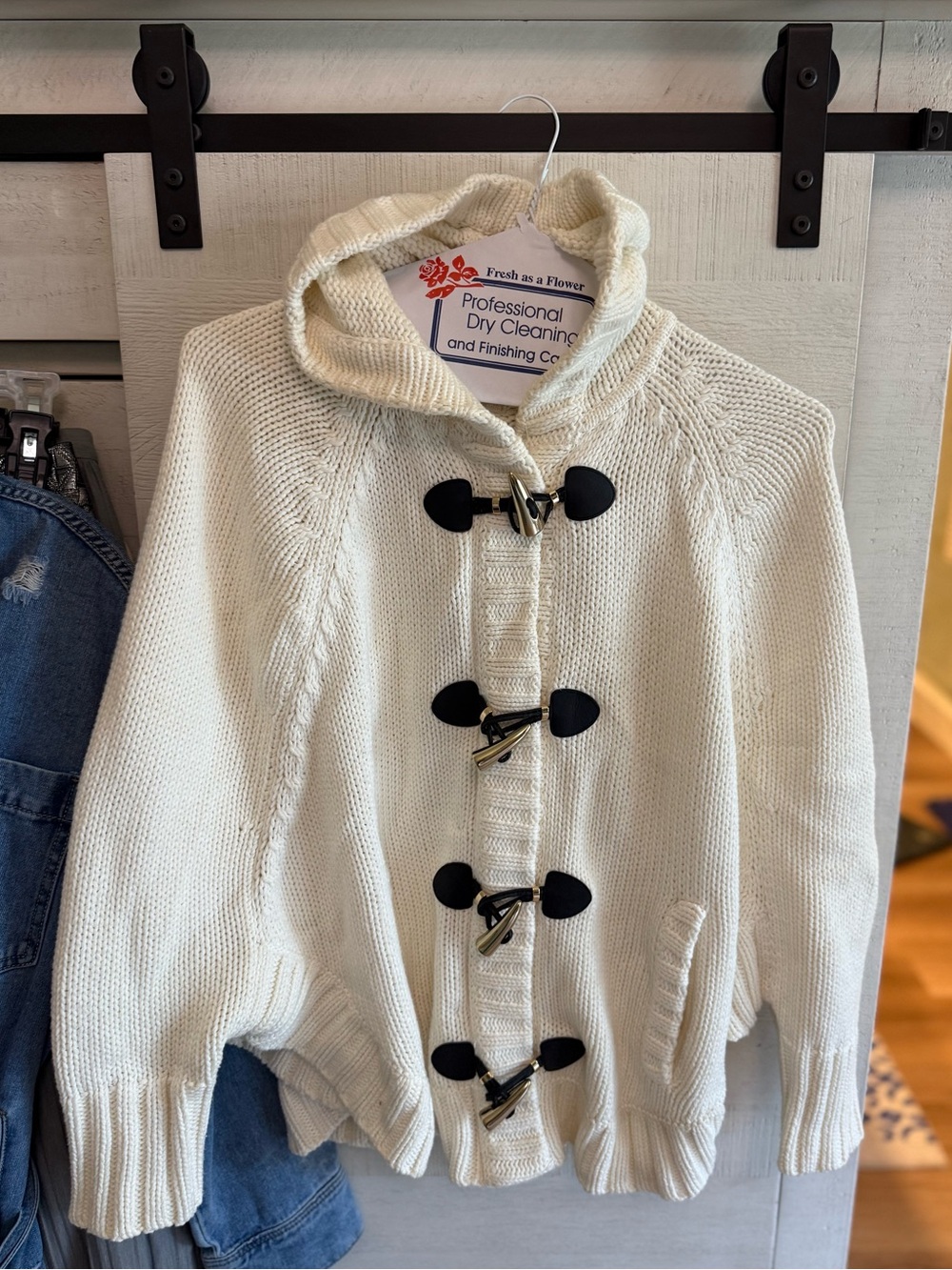 Michael Kors Cream Hooded Toggle Sweater